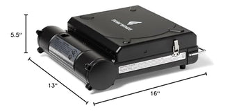 Iwatani Fore Winds Luxe Stove packaged for easy storage and transport.