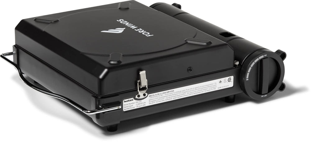 Iwatani Fore Winds Luxe Stove side setup demonstrates compact design for easy packing.