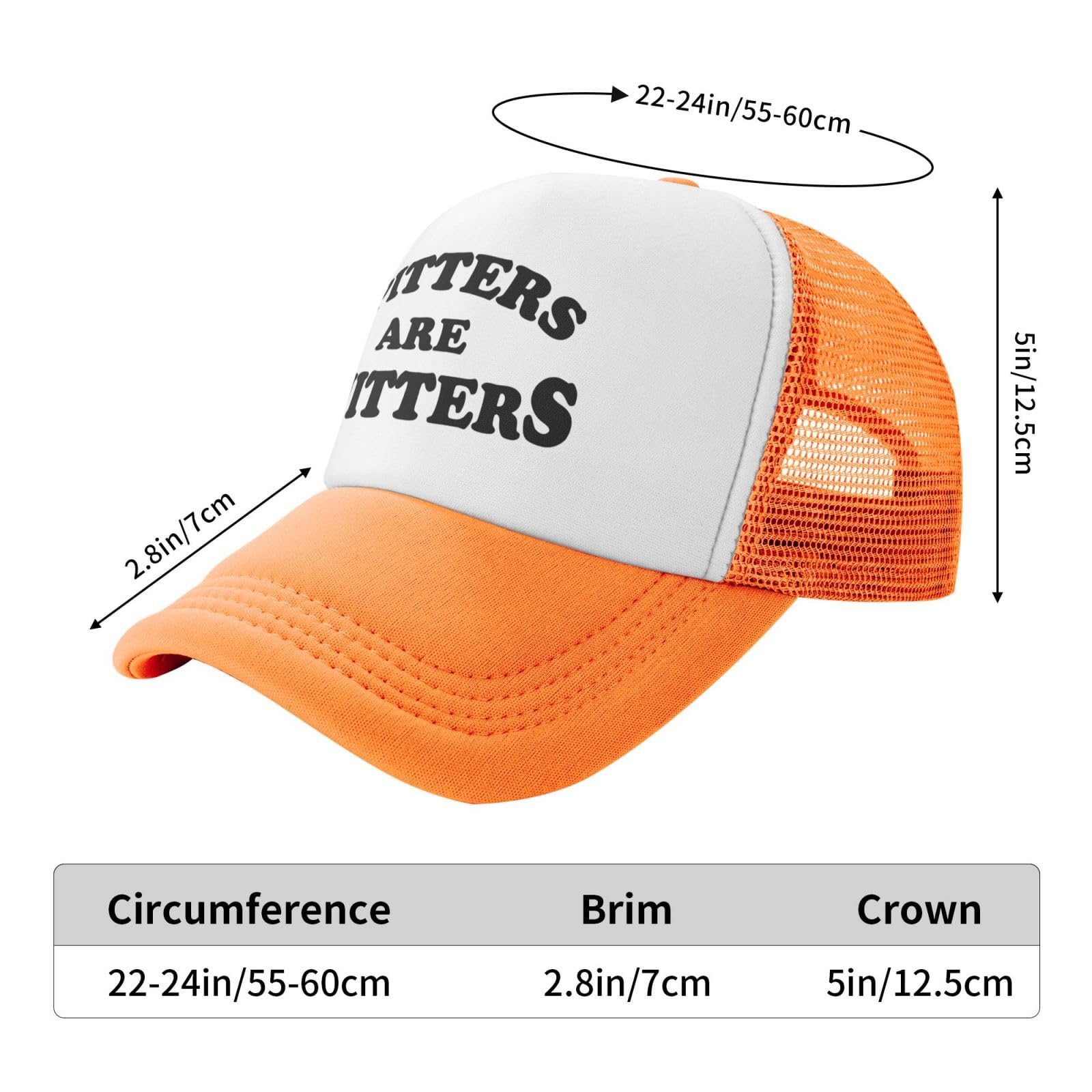 IWDASANSJ Spitters are Quitters hat orange adjustable rear closure, flexible fit for men and women.
