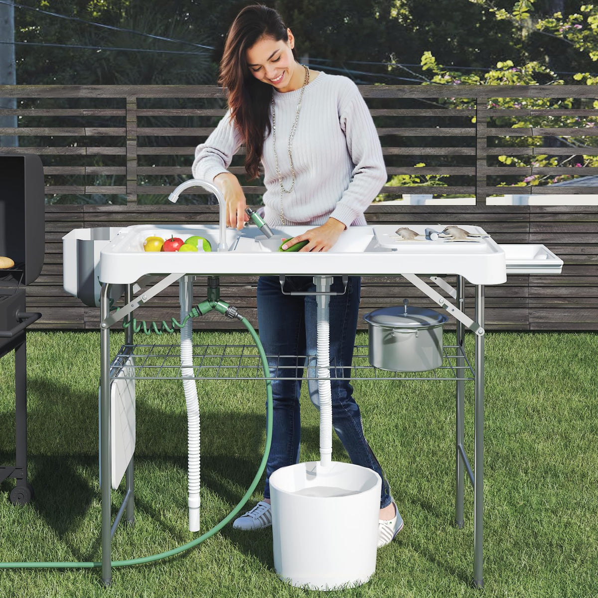 IWDOO fish cleaning table folding setup for easy outdoor cleanup