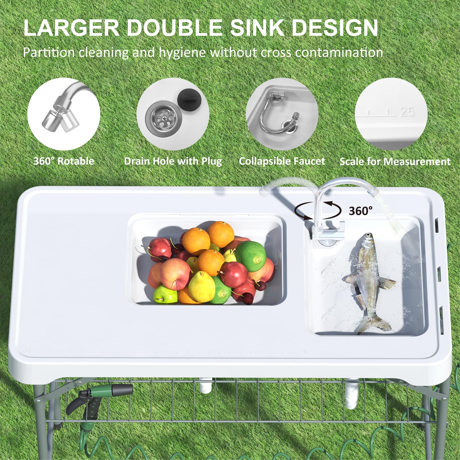 IWDOO portable camping table with faucet for on-the-go washing
