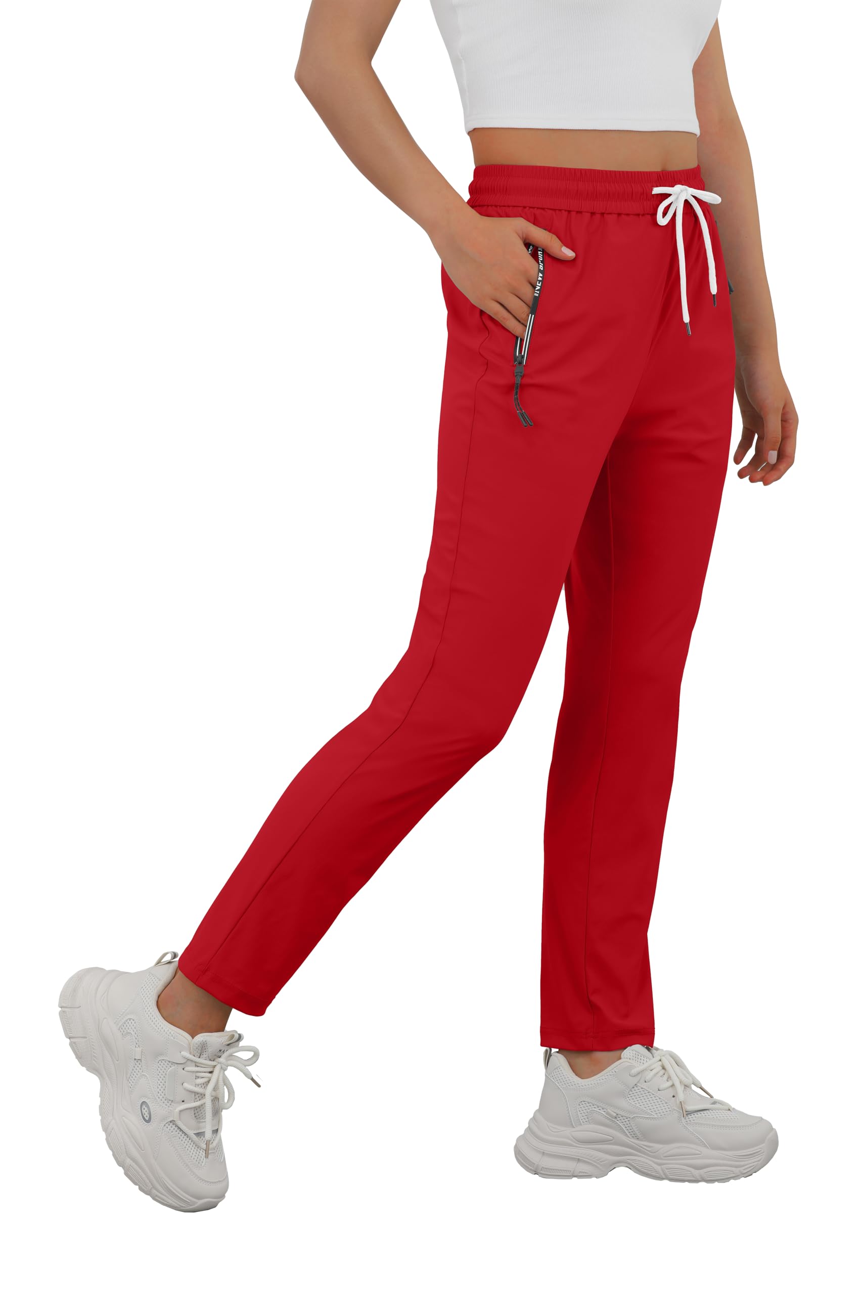 IWOLLENCE comfortable breathable red pants ideal for seniors during outdoor activities.