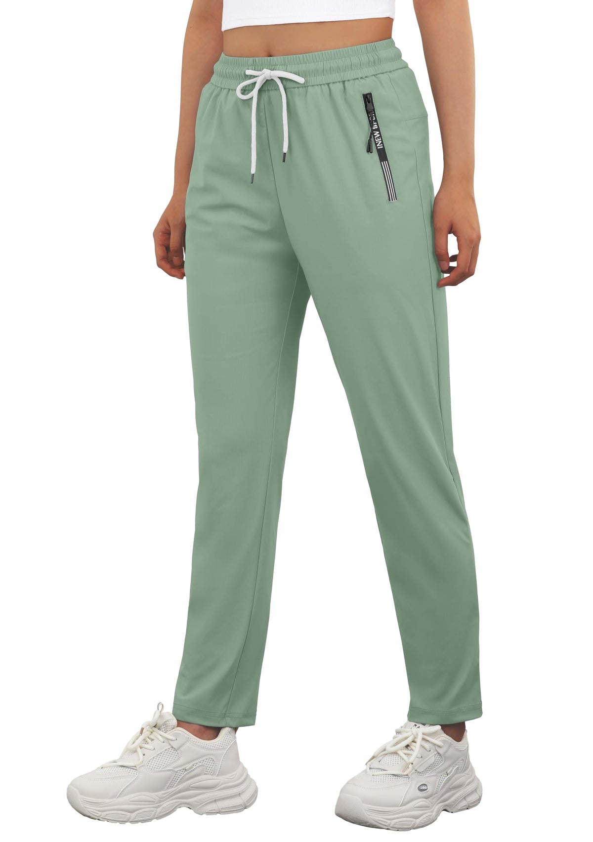 IWOLLENCE seniors lightweight travel pants front view; flexible movement for outdoor activities.