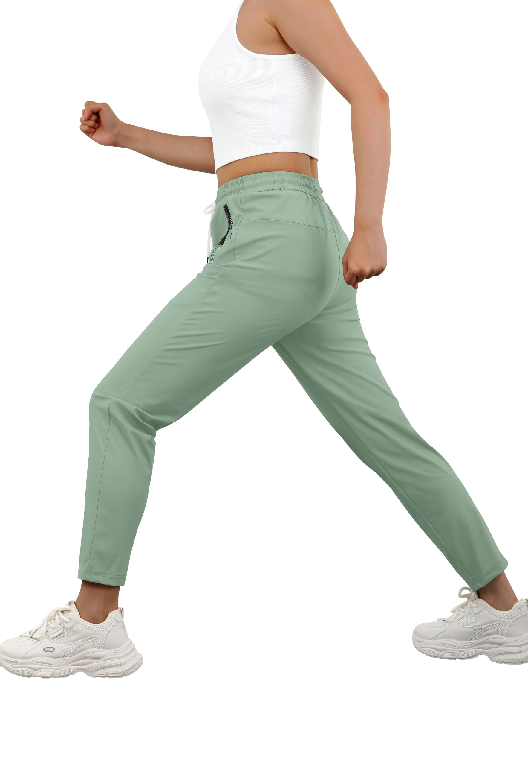 IWOLLENCE seniors lightweight travel pants in action; versatile for hiking, running, camping.