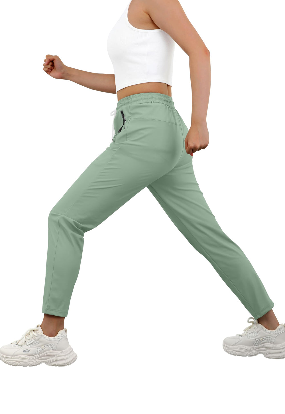 IWOLLENCE seniors lightweight travel pants in action; versatile for hiking, running, camping.