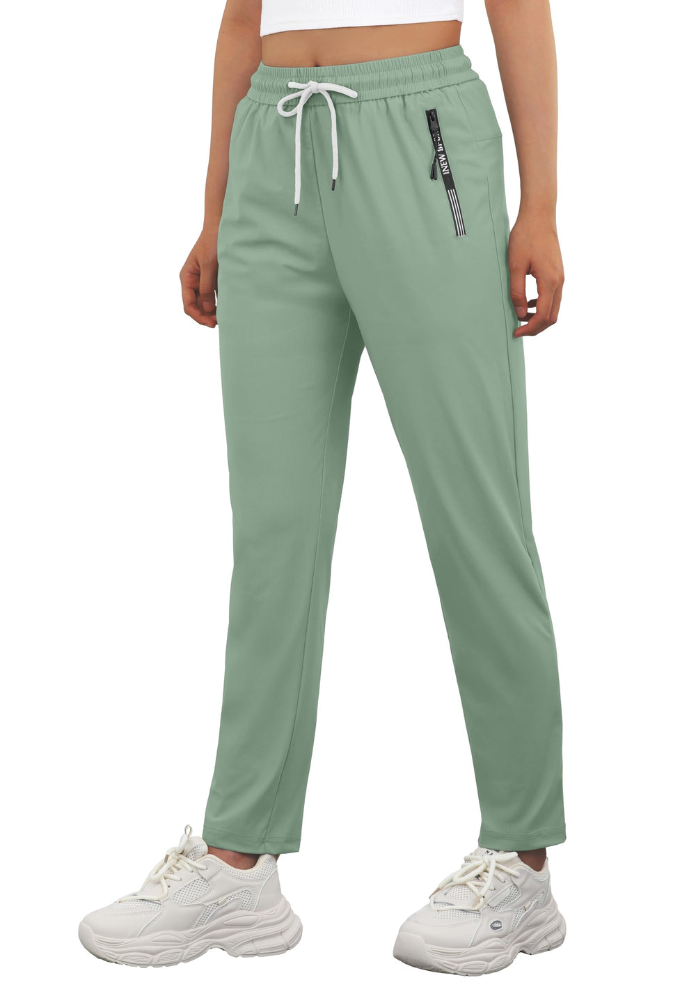 IWOLLENCE seniors travel pants gray-green front view showing comfortable fit and mobility.