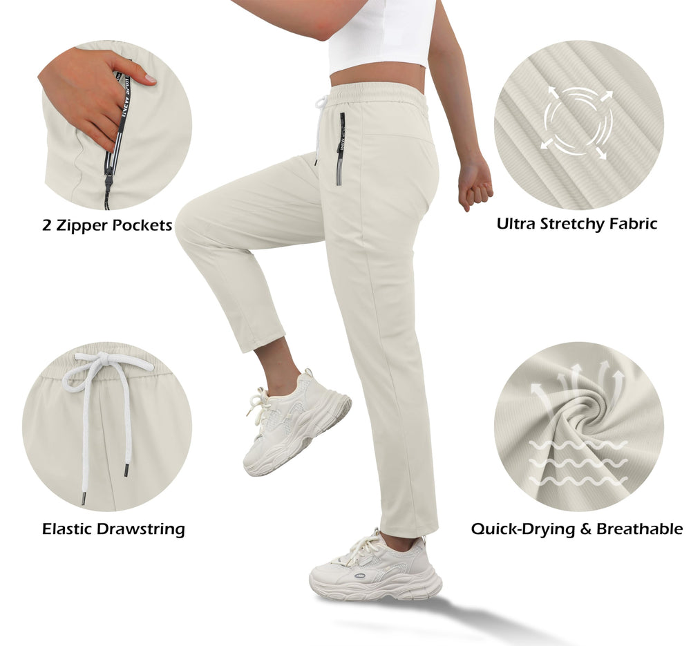IWOLLENCE women's stretch active pants back view showing streamlined fit for everyday wear.