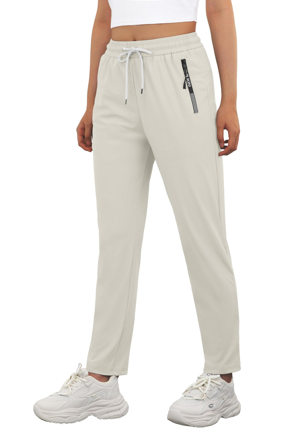 IWOLLENCE women's stretch active pants back view showing wrinkle-free travel comfort.