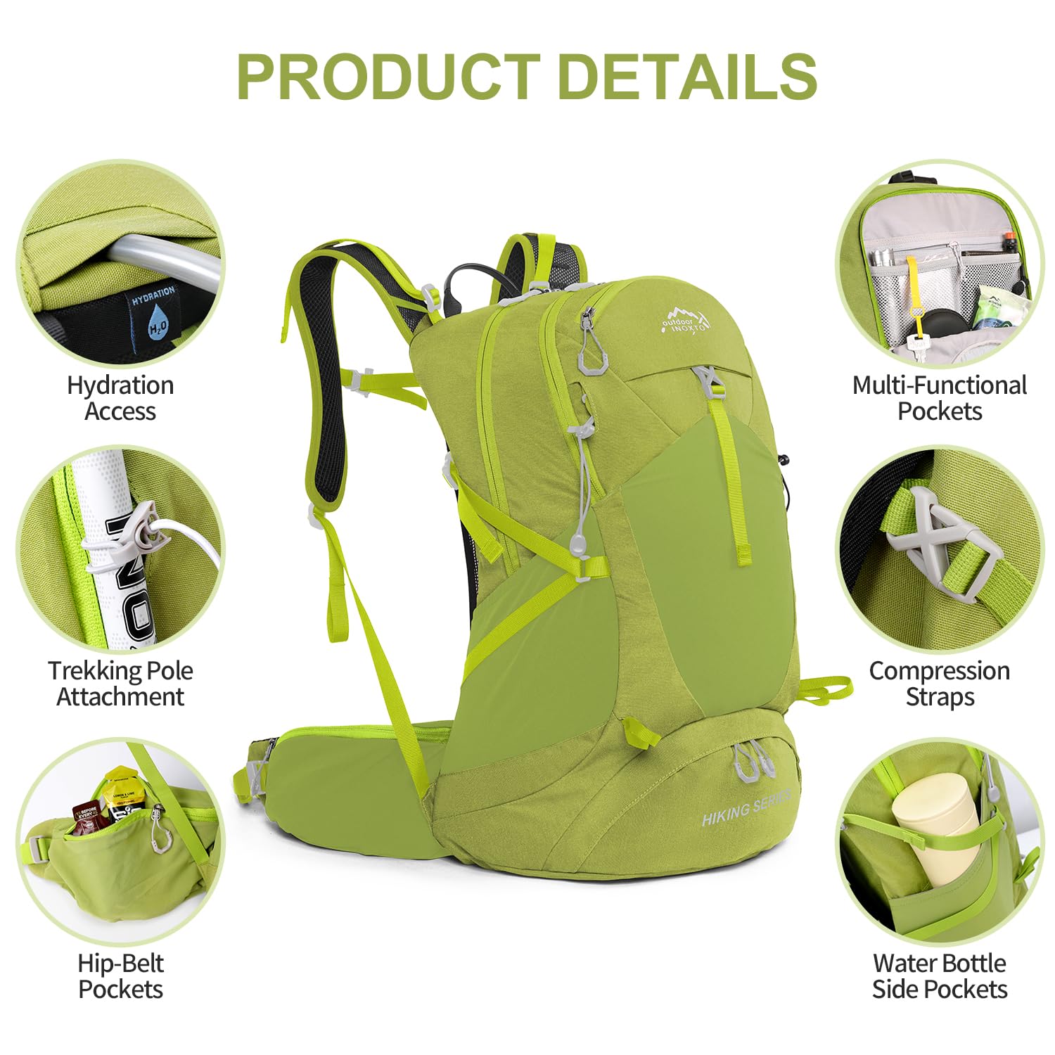 IX INOXTO hiking backpack 3L water bladder for easy hydration on trails