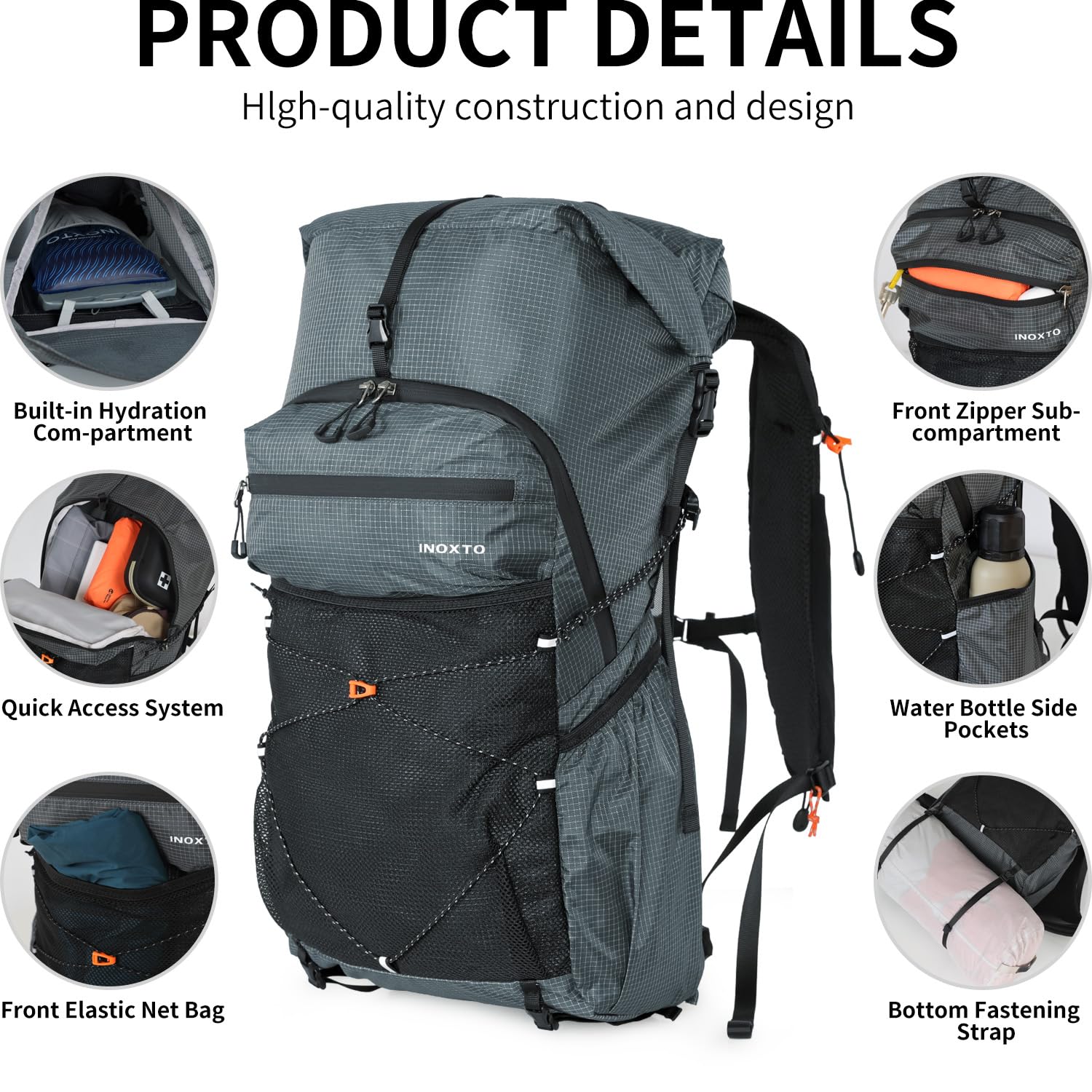 IX INOXTO pack offers large capacity with multiple compartments for organized gear