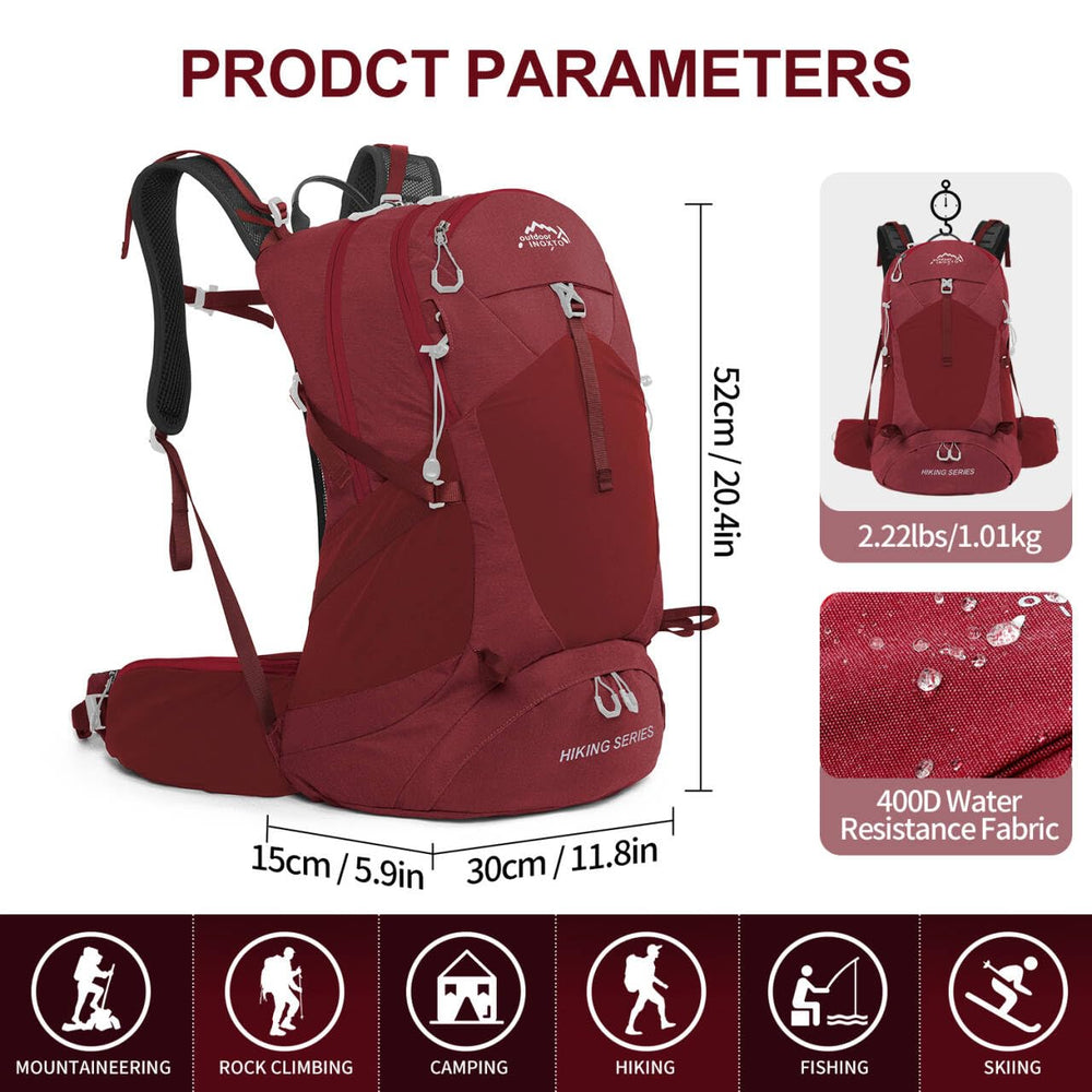 IX INOXTO hiking backpack red side pockets enable quick access during day trips