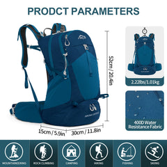 IX INOXTO hiking backpack blue back-strap and breathable mesh padding for comfort