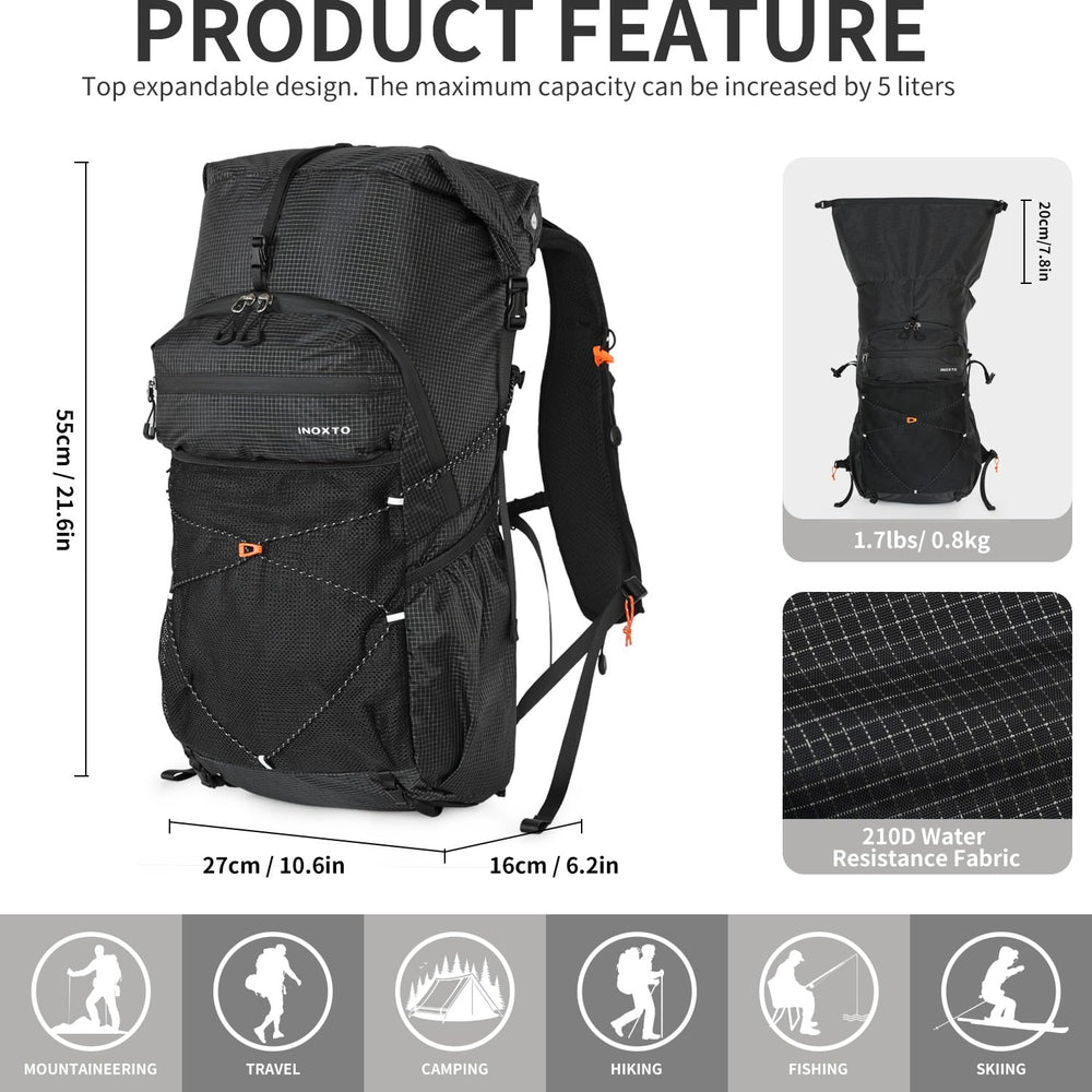 IX INOXTO Hiking Backpack waterproof zipper keeps gear dry in wet conditions.