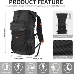 IX INOXTO Hiking Backpack waterproof zipper keeps gear dry in wet conditions.