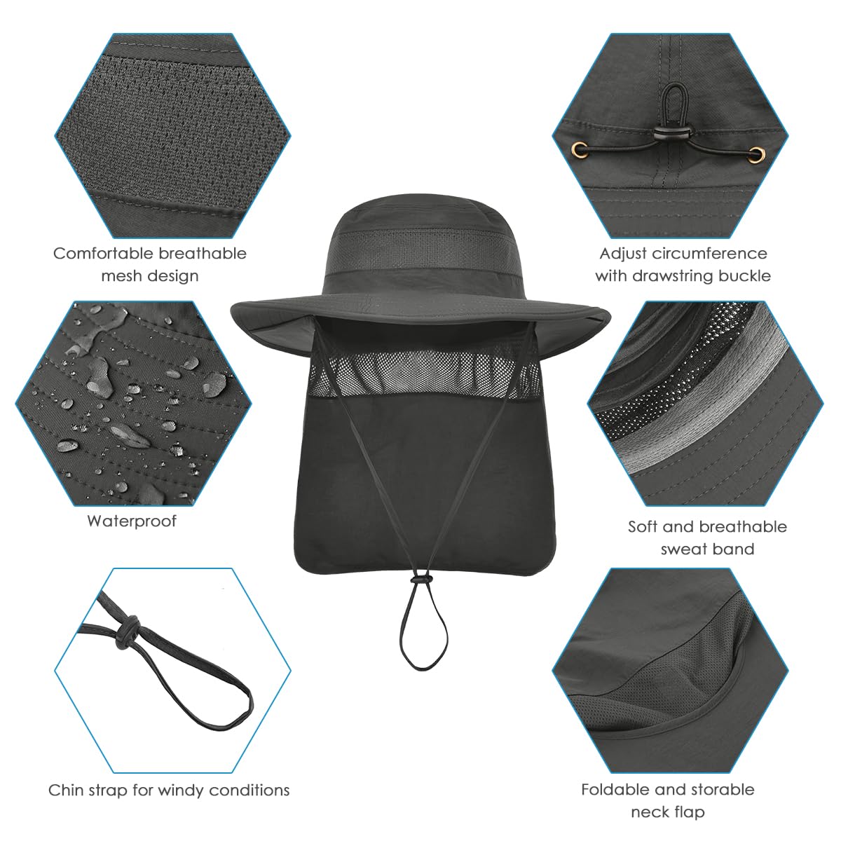 Adjustable buckle and chin strap for windy conditions