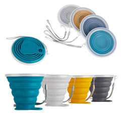 IYYI silicone collapsible travel cup in dark gray, compact for hiking and camping.