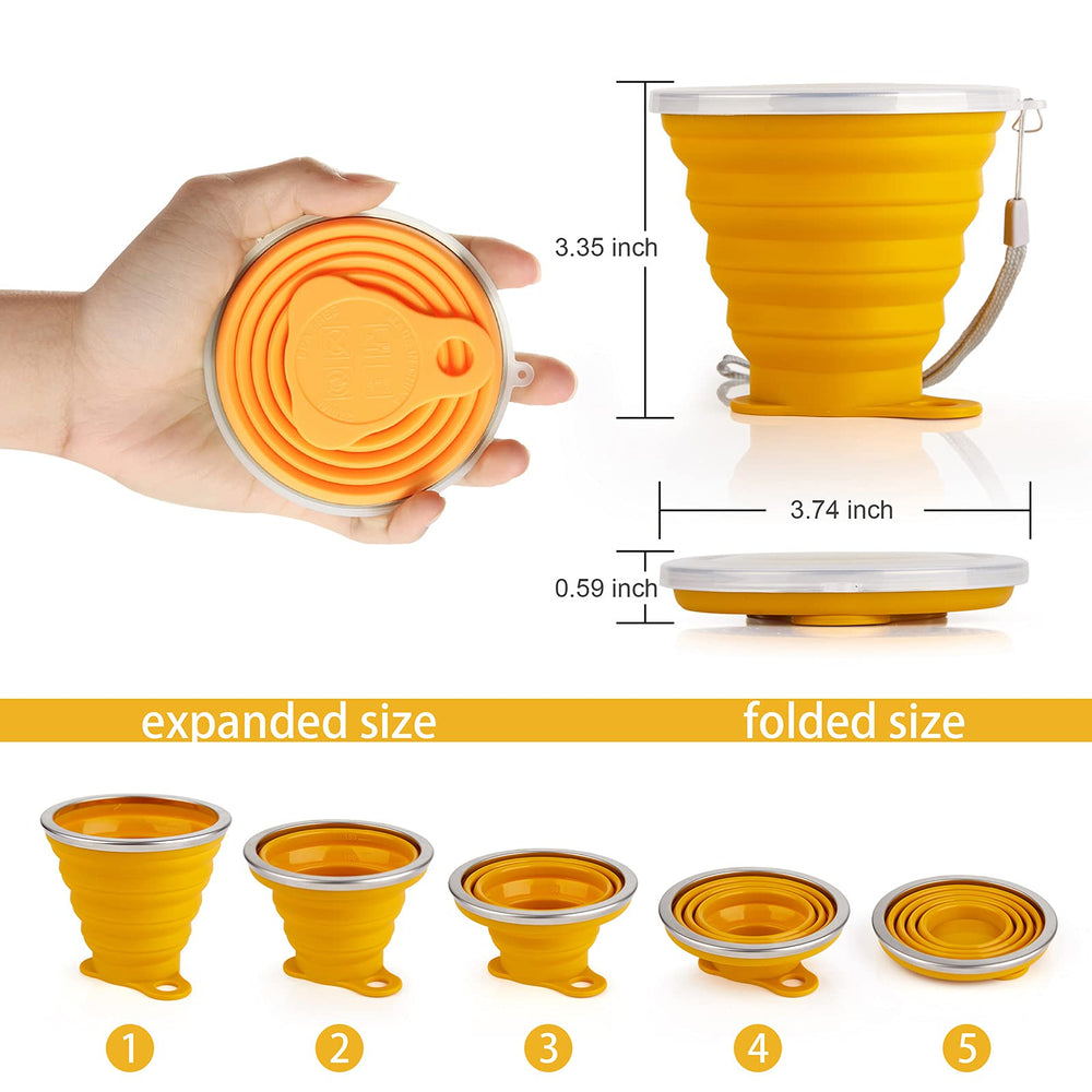IYYI collapsible travel cup hanging on bag, convenient clip for quick access.