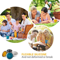 IYYI silicone collapsible travel cup in light gray, folded flat for easy packing.