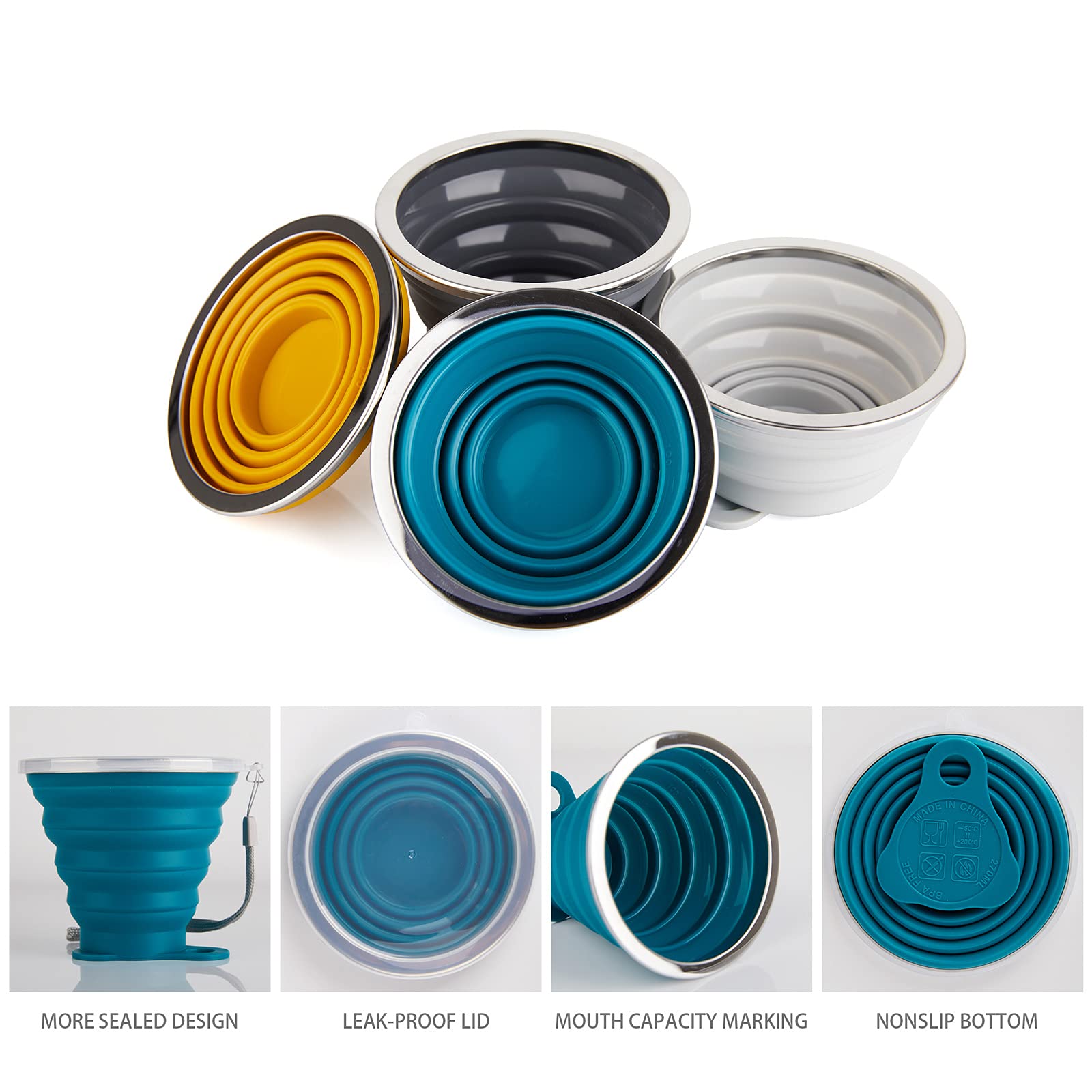 IYYI collapsible travel cup with lid in dark gray, keeps dust out on the move.