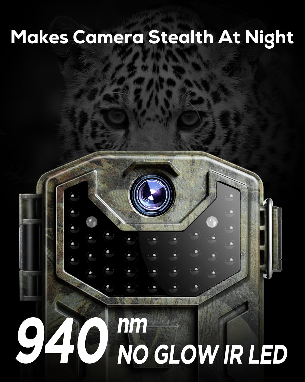 iZEEKER Trail Camera at night with 940nm no-glow vision for discreet nocturnal shots.