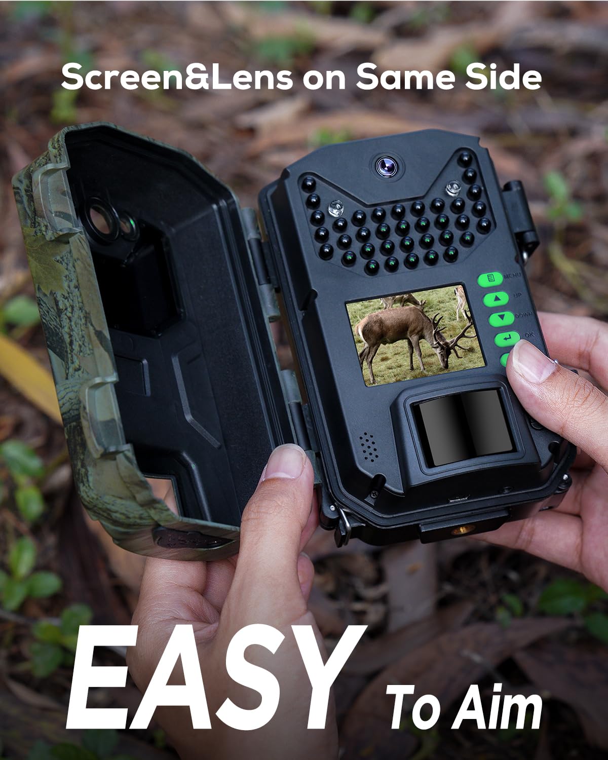 iZEEKER Trail Camera waterproof shell protects performance in rain and rugged outdoors.