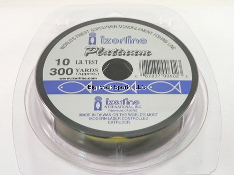 Izorline 6023 platinum mono line hi-vis yellow for strong, abrasion-resistant fishing in saltwater and freshwater.