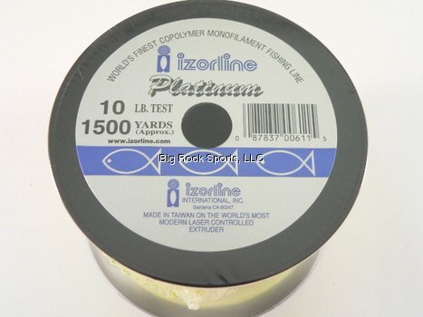 Izorline Platinum Co-Polymer Mono Line hi-vis yellow on water, boosts visibility and casting control.