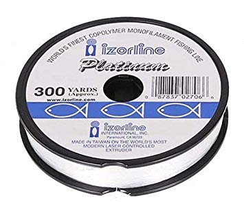 Izorline Platinum mono line in clear, high knot strength for reliable fishing setups.