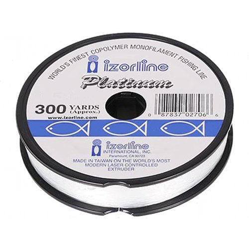 Izorline XXX monofilament spool close-up showing slim diameter for easier casting and low memory.