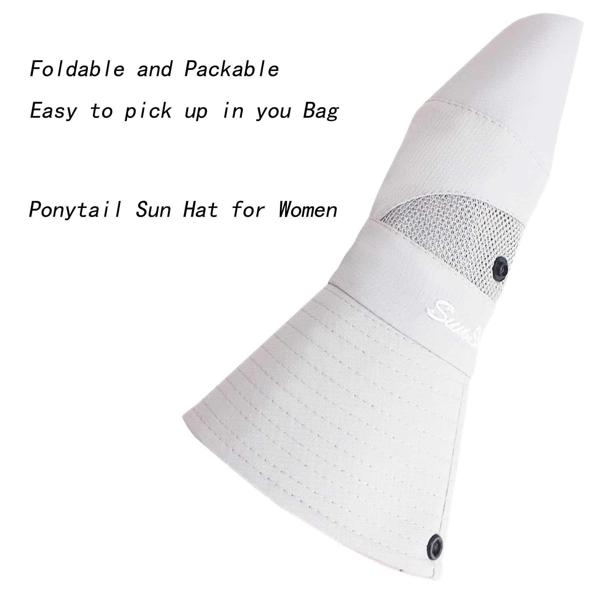 IZUS Classic Ponytail Sun Hat foldable design fits in bags for travel and beach days.