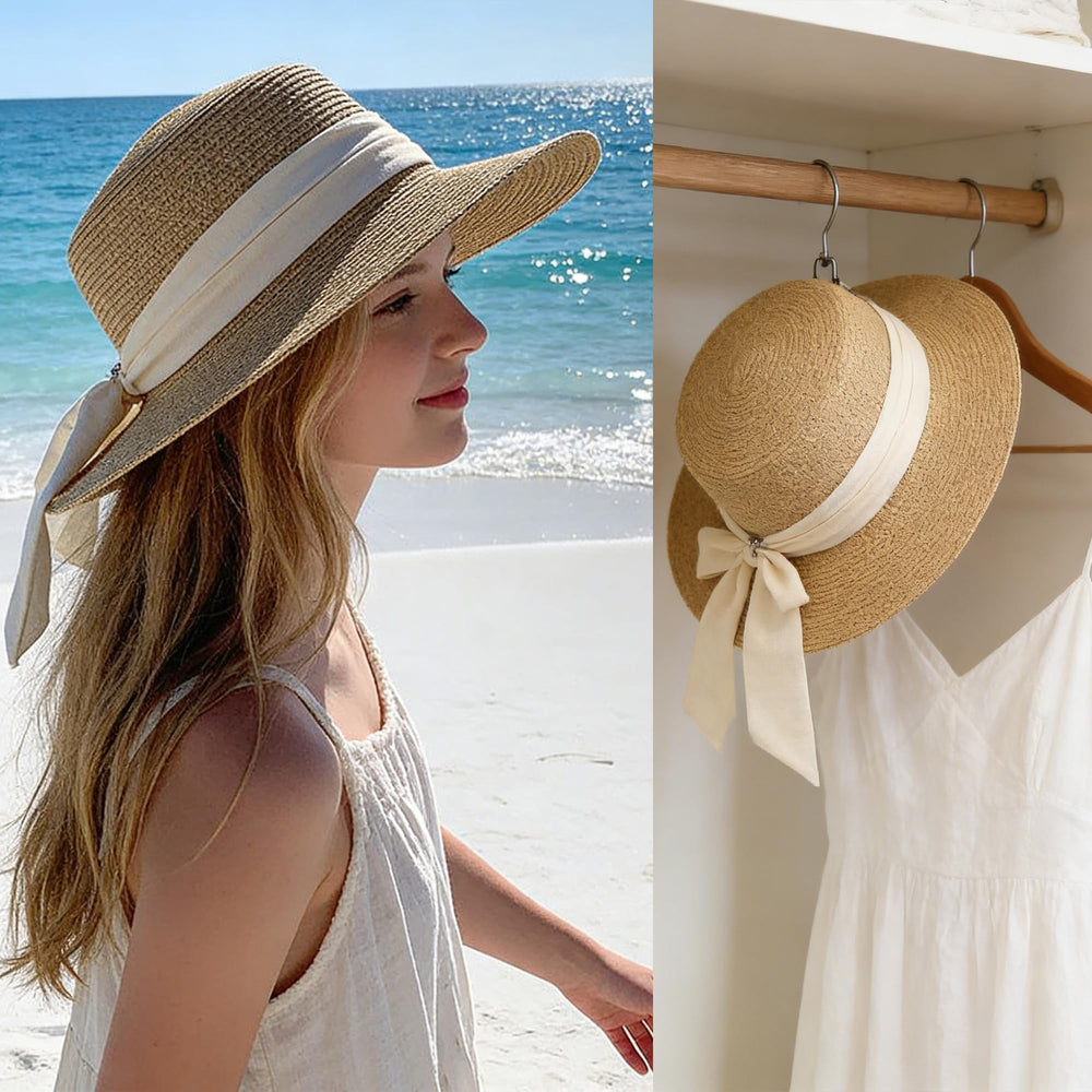 IZUS Holiday Straw Hat bow detail adds retro flair for any outfit.