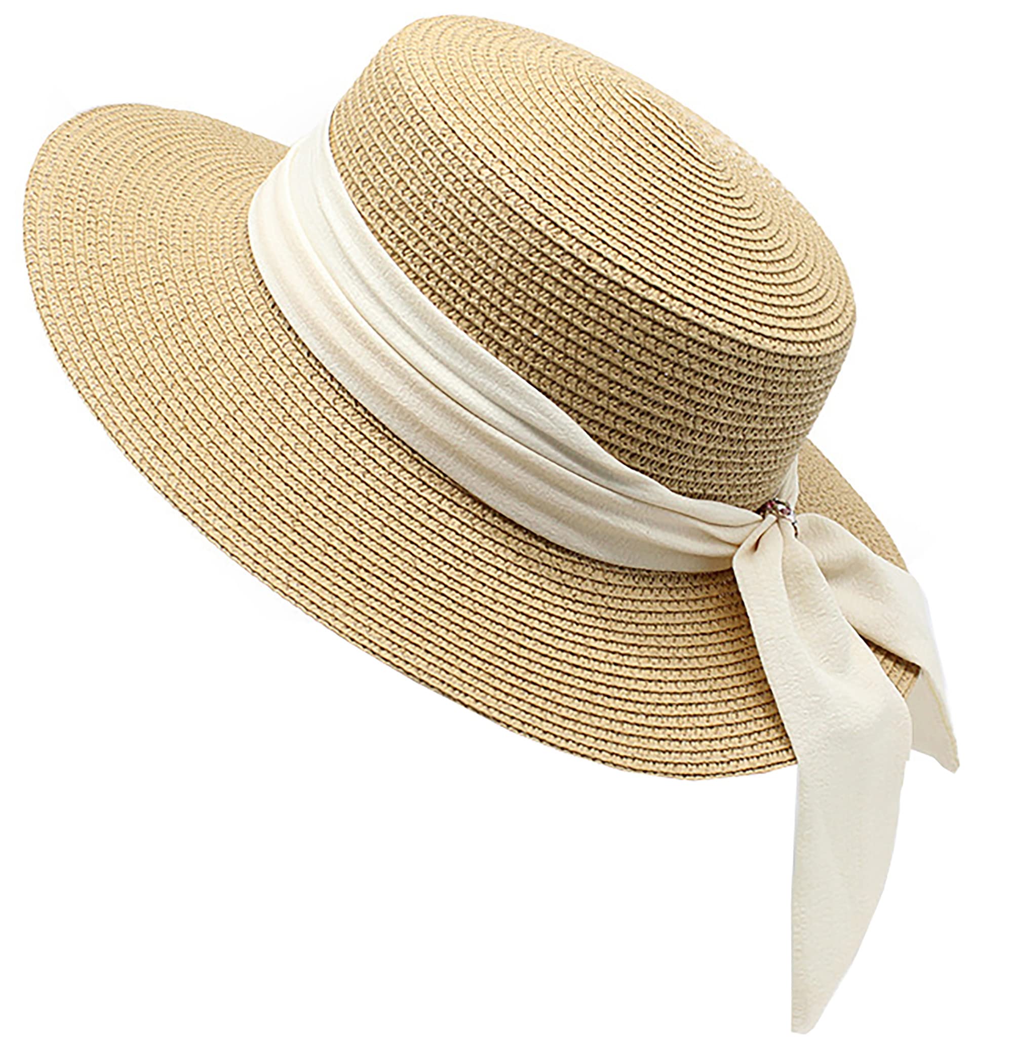 IZUS Holiday Straw Hat front view with wide brim for sun protection.