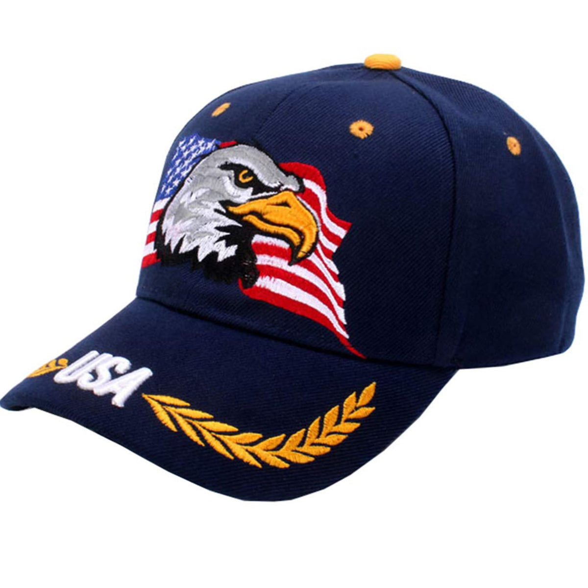 IZUS USA Flag Eagles Hat front view with bold embroidery for patriotic style.