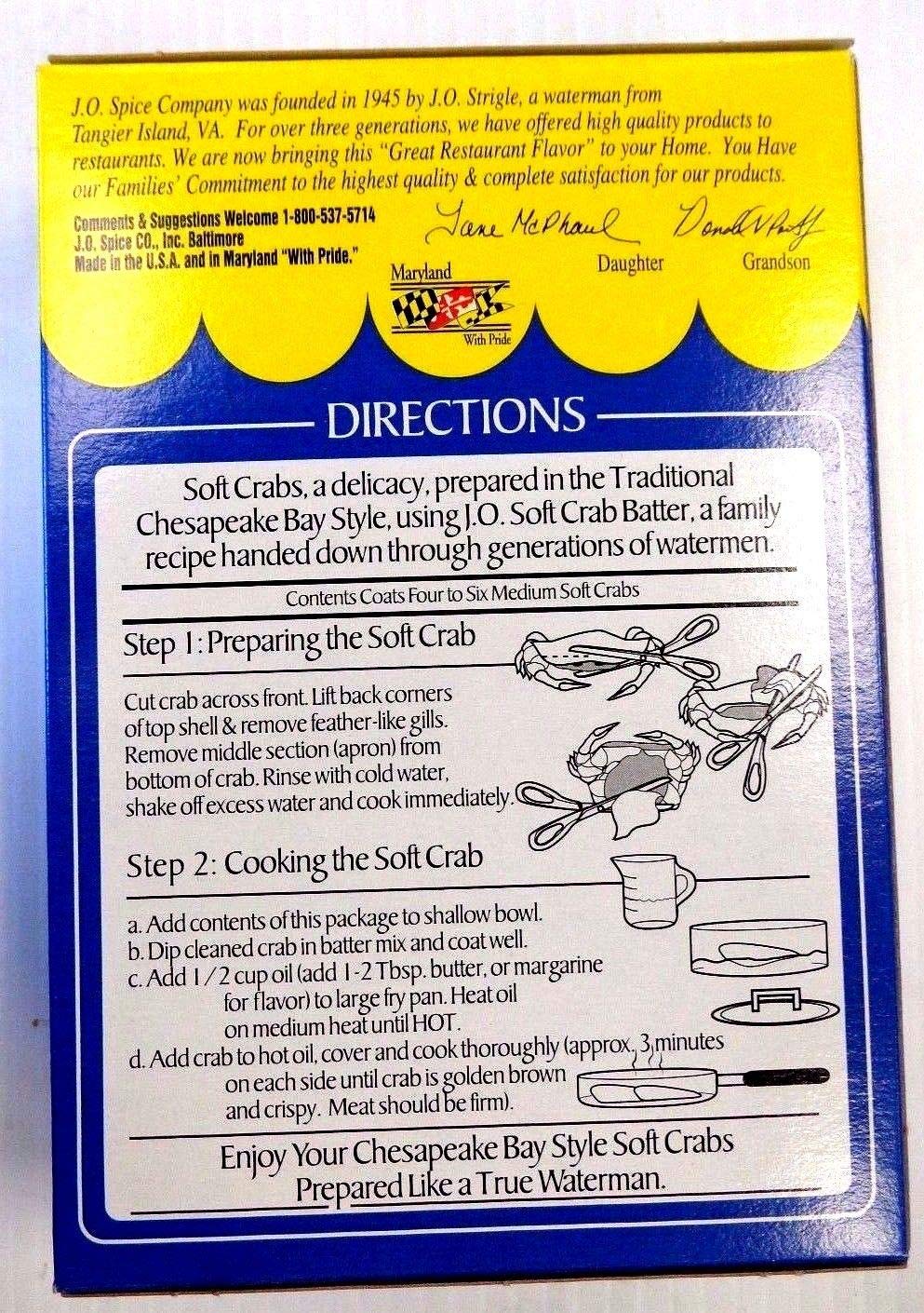 Golden crispy crab coated with J.O. Soft Crab Batter 10 OZ