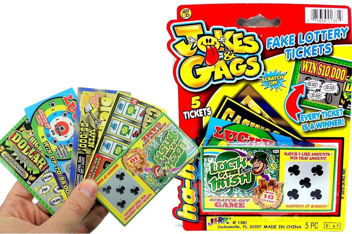 JA-RU fake lottery tickets pack with realistic designs for playful office pranks.
