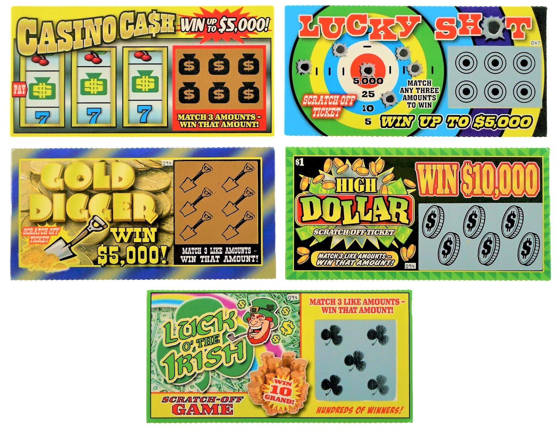 JA-RU scratch-off designs close-up showing authentic symbols for convincing gags.