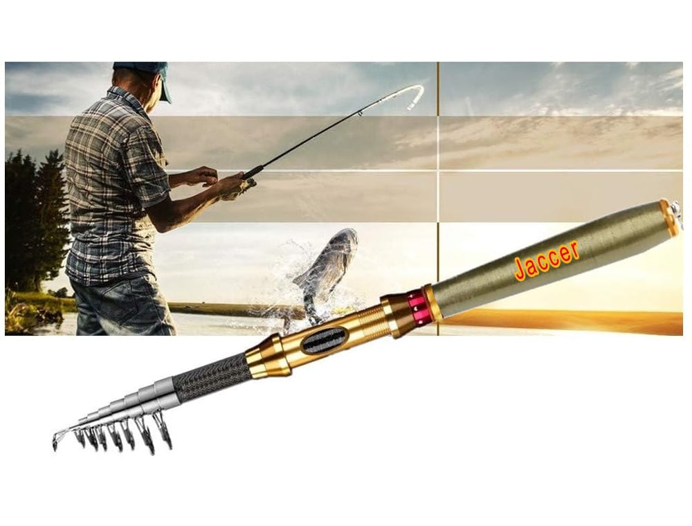 Retracted telescopic fishing rod stored for transport