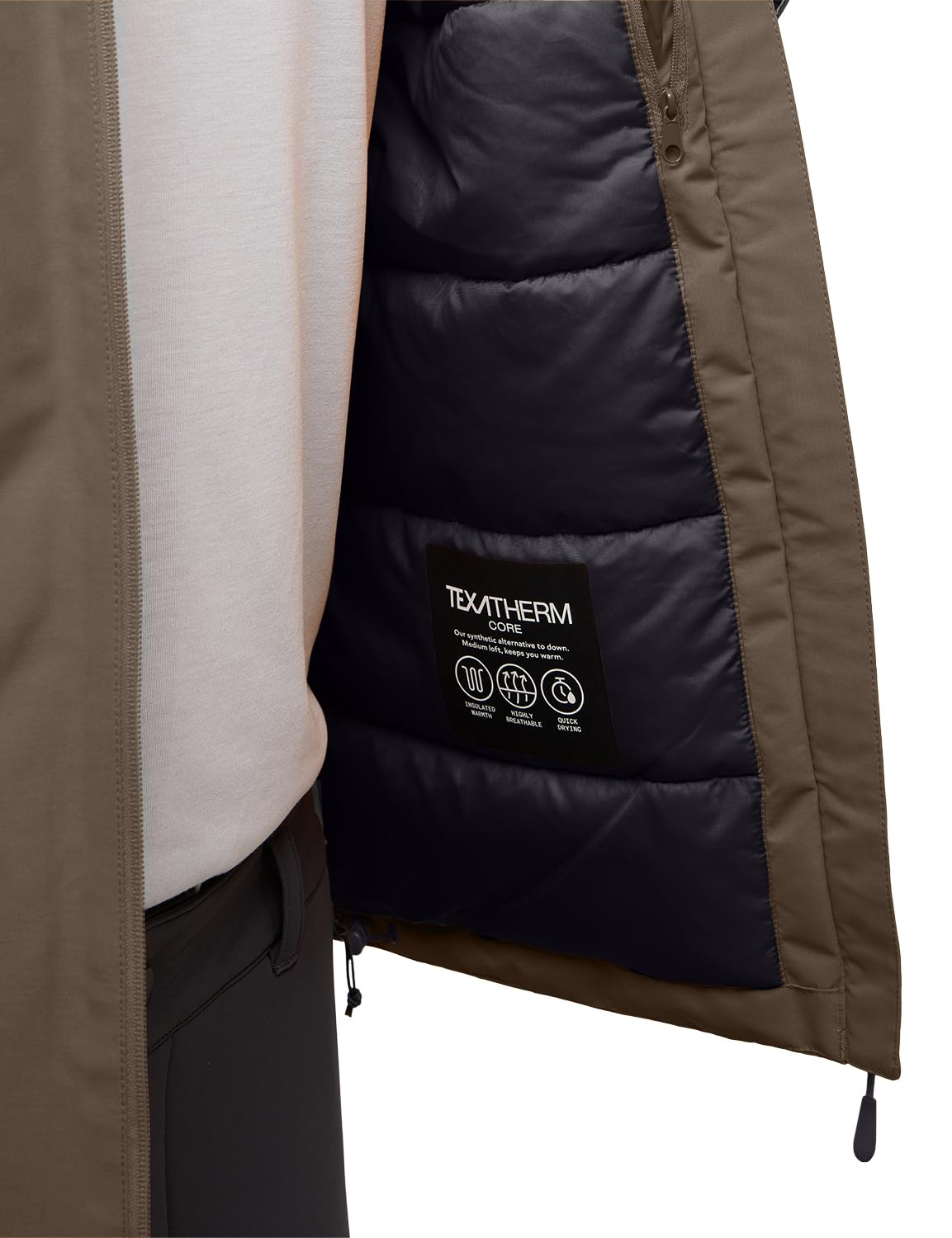 Jack Wolfskin Jasper Ins JKT M adjustable hem cord for snug fit.