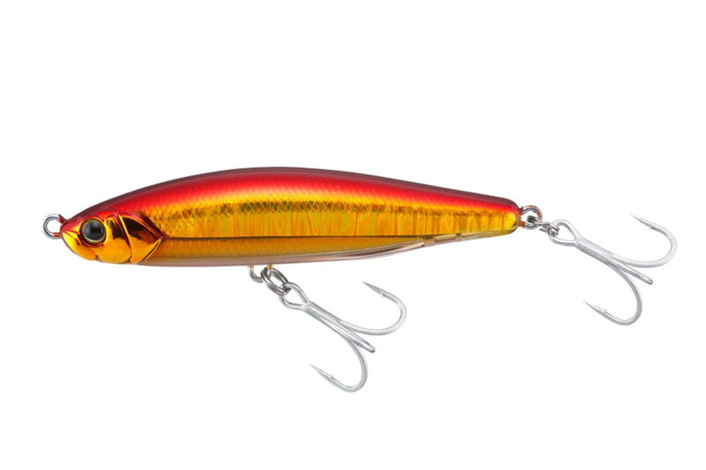 Jackall Big Backer Fall Trick 103 lure front view with red-gold finish for visibility.