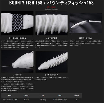Jackall Bounty Fish 158 pack shot highlighting buoyancy and tail flexibility