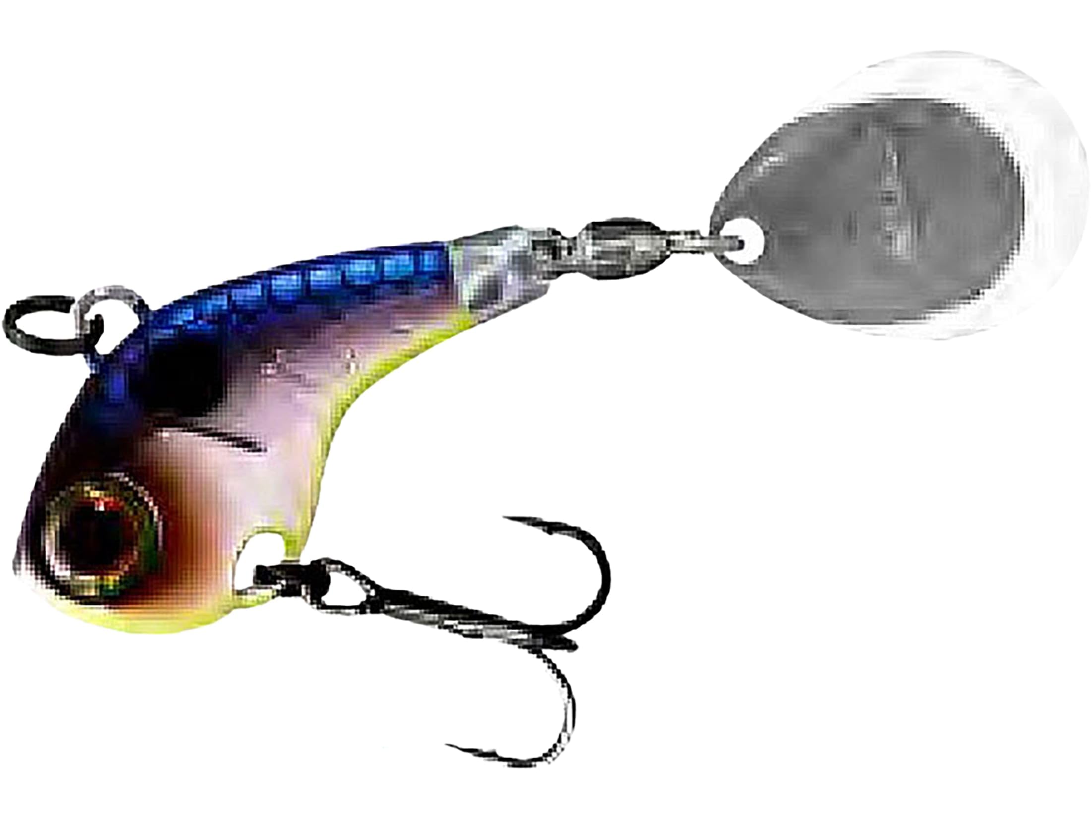 Jackall Deracoup Tail Spinner in Clear Shad boosts visibility for bass and panfish