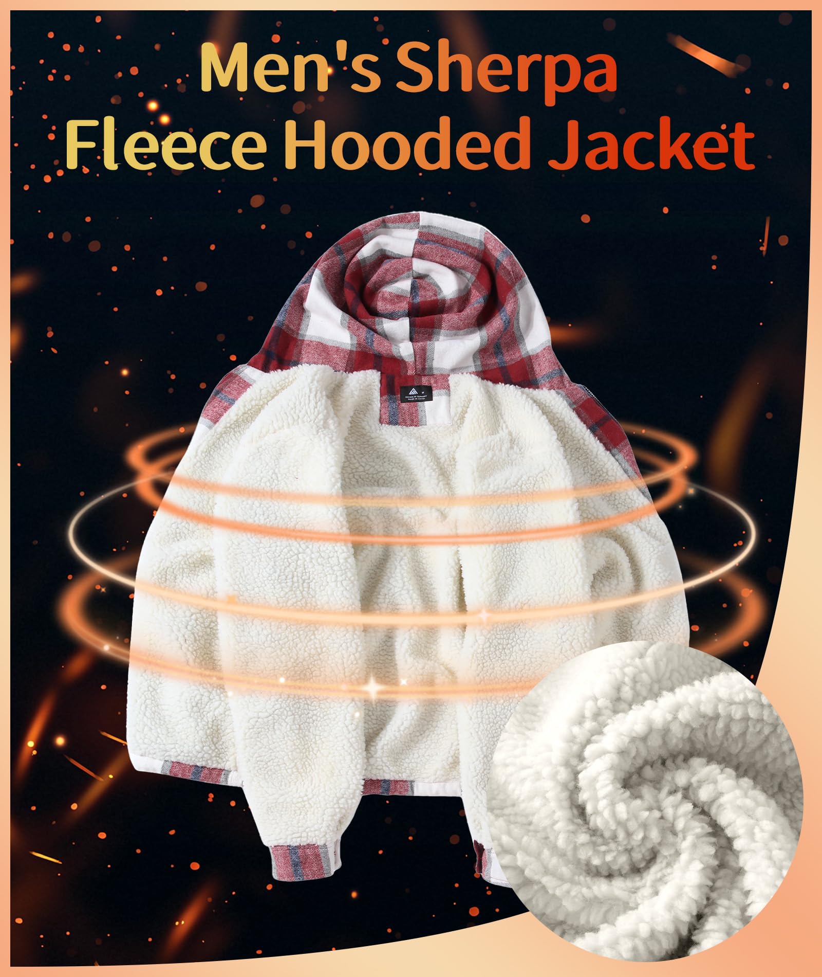 JACKETOWN flannel hoodie with sherpa lining close up cozy warmth