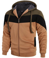 JACKETOWN men's zip-up hoodie front view shows warm heavyweight fleece ideal for outdoor wear.