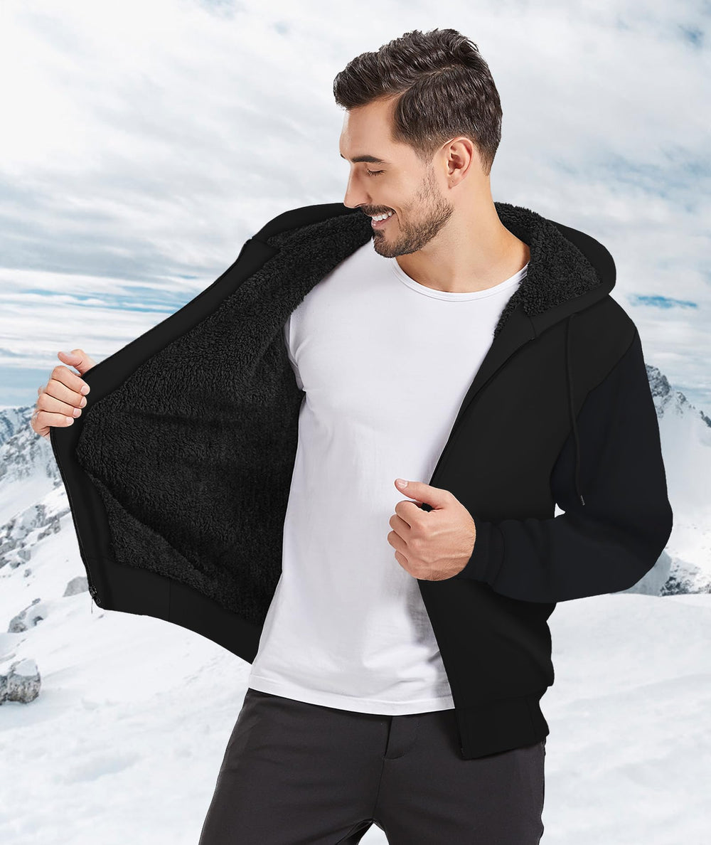 JACKETOWN sherpa-lined hoodie close-up reveals plush fleece texture for warmth