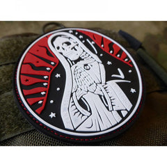 Jackets To Go JTG Santa Muerte 3D patch detailed face close-up for clarity