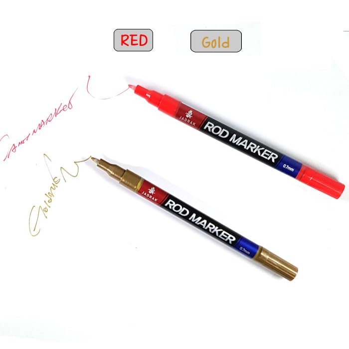 Professional rod building scene showing JADRAK markers in use