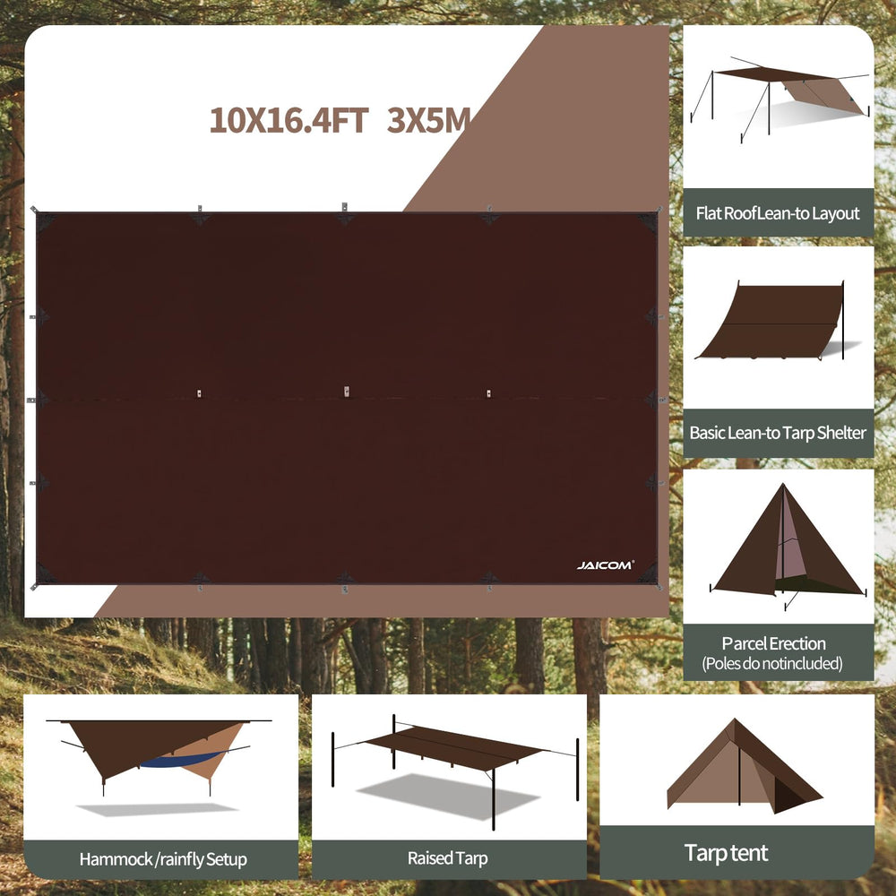 JAICOM tarp ground pegs enable secure staking in windy sites.