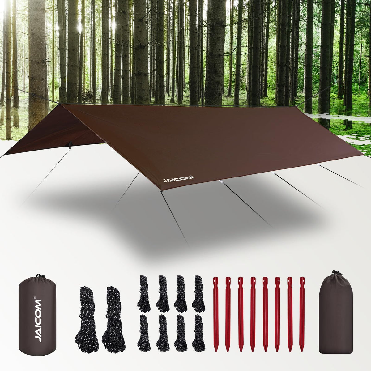 JAICOM tarp setup for hammock provides versatile shelter and outdoor comfort.