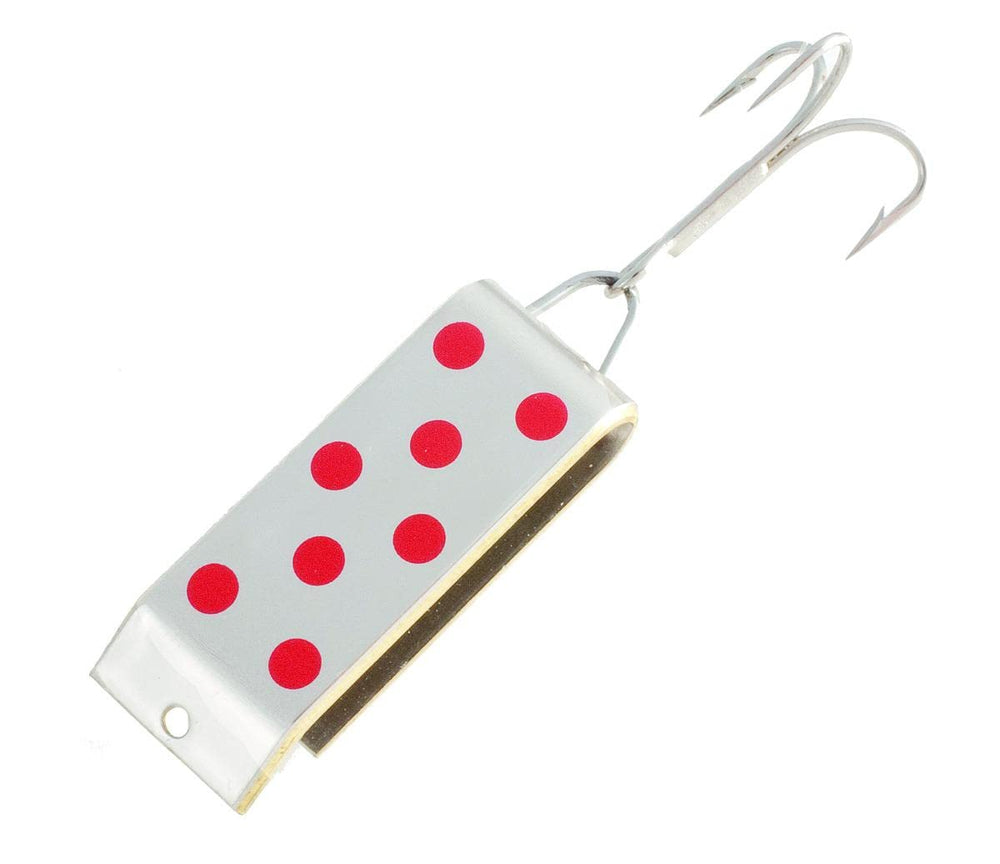 Jake's Lures Spin 2/3oz Silver Red lure boosts long casting and versatile action.