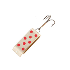 Jake's Lures Spin quarter-oz gold-red lure, front view, optimized for longer casts.